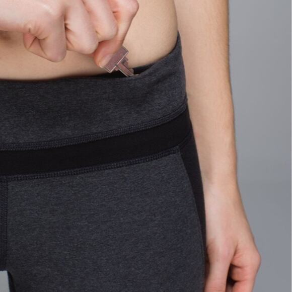 Lululemon Refine Crop Leggings Size 4 Colorblock Stretch Cotton Pants Gym Run - Picture 6 of 16